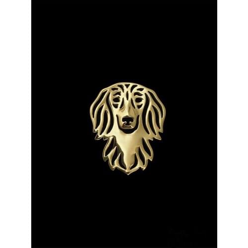 Trendy personalized Long Haired Dachshund brooch plate silver fashion jewelry