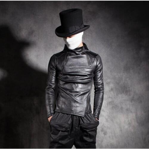 Personalized plus velvet thicken motorcycle mens leather jacket slim coat jackets stage street rock fashion autumn winter punk