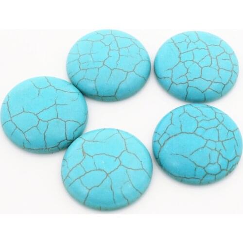 New Fashion 10pcs 25mm Naturelle Turquoise Material Flat Back Cabochons Cameo G4-17