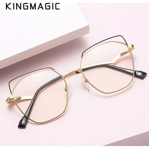 KINGMAGIC Anti Blue Light Blocking Glasses Rectangle Metal Anti Eyestrain Men And Women Square Computer Goggles Eye Protection