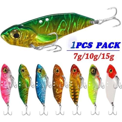 1PCS VIB Iron Plate Fish Fishing Lures Bass Crank Bait Artificial Hard Bait Freshwater Lures Sinking Fishing Tackle