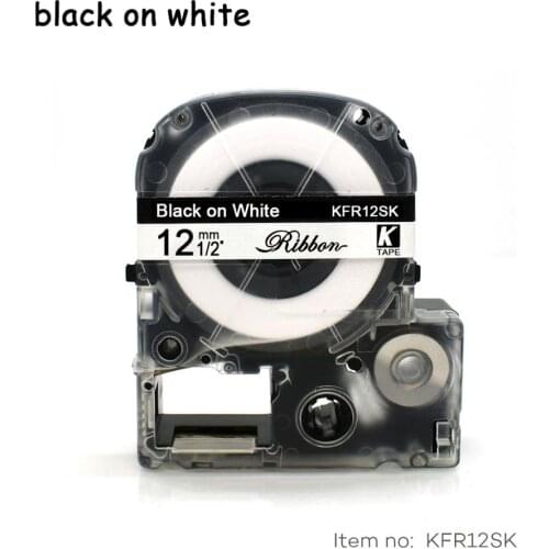 Satin Ribbon 12mm*5m black on white label tape SFR12SK LA-4WBK for gift wedding Christmas Party for epson printer LW300 LW400