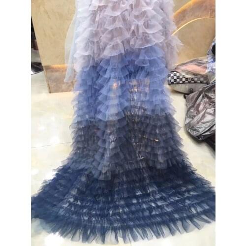 Blue African Lace Fabric 2021 High Quality Lace French Mesh Tulle 3d Lace Fabric Asoebi Nigerian Lace Fabircs for Women FJ2823