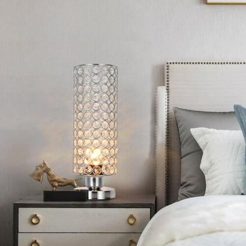 Modern Creative Cylindrical Crystal Table Lamp Bedroom Living Room Decoration Crystal Table Lamp Indoor Lighting Decoration