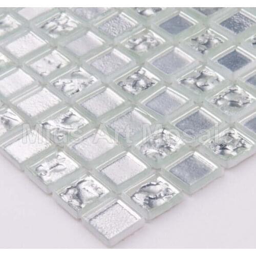 Pure silver glass mosaic for kitchen backsplash whte mosaic A5W03-HW04-15-4