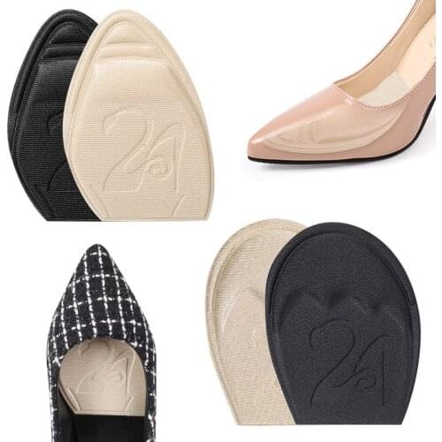 1 Pair Women Forefoot Insoles Anti-Slip Inserts for Heels Shoes Liner Grip Toe Protector Shoe Size Reducer Cushion Foot Care Pad