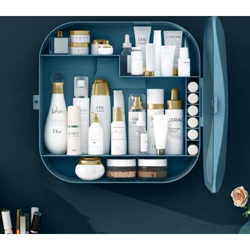 Home bathroom cosmetic storage box sealed dustproof and waterproof plastic rack skin care product wall-mounted storage rack