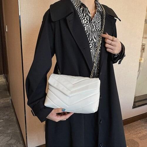 Chain PU Leather Crossbody Bags For Women 2021 Female Branded Totes Fashion Zipper Black Lady Shoulder Handbags and Purses