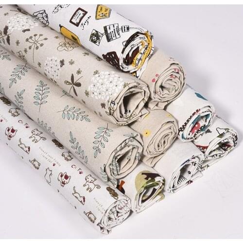 Linen Cotton Printed Fabric DIY Sewing Handmade Material By Meter Curtain Tablecloths Home Decoration Cloth 100*150cm