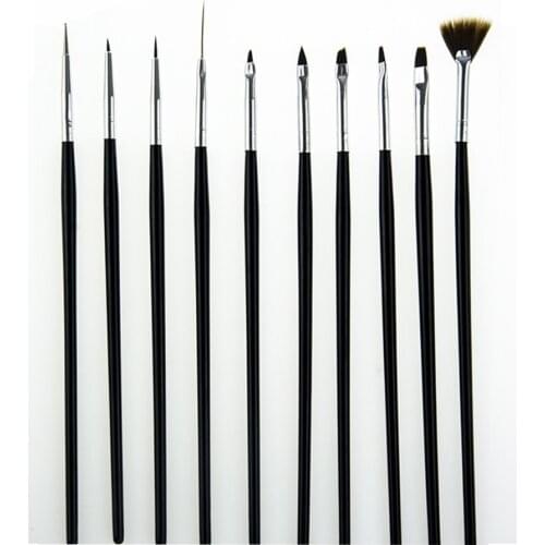 10 pieces nail art nail brush gel pen fan design pen painting polish brush point painting drawing tool set