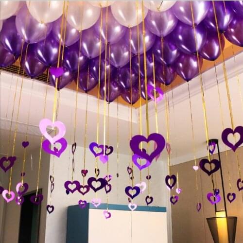 100pcs/hand purple heart laser sequin rain balloon pendant romantic wedding room birthday party decoration balloon accessories