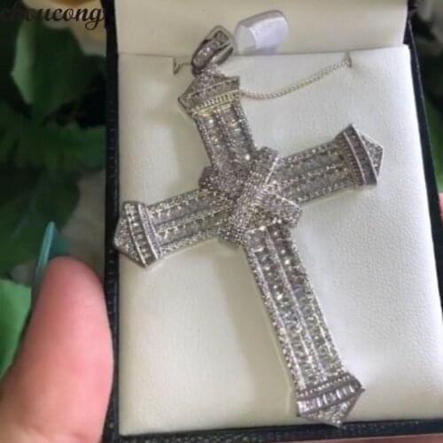 Vintage Court Cross Pendant AAAAA Cz Stone 925 Sterling silver Cross Pendant Necklace for Women Men Royal Party Wedding jewelry
