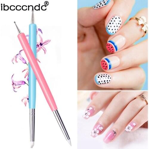 1 pc 5 Style 2 Way Nail Sculpture Soft Silicone Carving Brush 3D Flower Liner Petal Builder Brush and Acrylic Polish Dotting Pen
