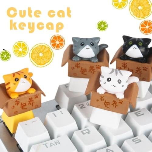 1PC personality design cartoon keycap custom super cute cat for mechanical keyboard keycap game accessories keycap