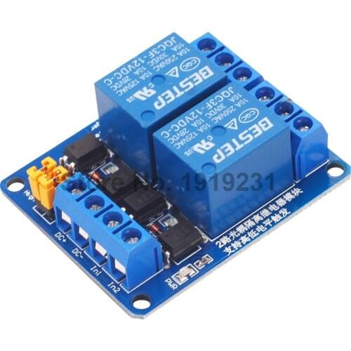 12V 2 Channel Relay Module High and Low Level Trigger with Optocoupler Relay Output 2 way Relay Module for Arduino