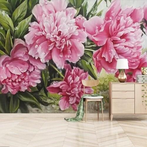 3D Peony Flower Wallpaper Murals for Living Room Bedroom Printed Mural Art Wall Decals Wall Mural Paper Rolls Contact Paper