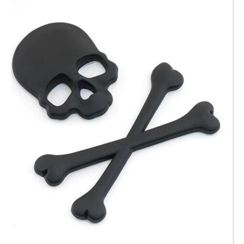 5pcs/lot High Quality Car Styling Metal 9cmx8.5cm Emblem Body Sticker For Gold Sliver Black Skull Decoration