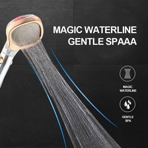 ABS Square Turbocharge Shower Head Handheld One-button Water Stop Filter Shower Household Bathroom Accessory Water-Saving Adjust