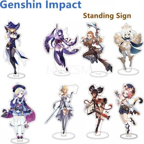 Anime Genshin Impact Zhongli Acrylic Stand Model Plate Desk Decor Standing Sign Keychains Cosplay School Bag Backpack Pendant