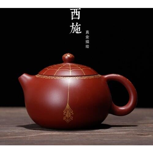 Free Shipping 260ML Painted Gold Tea Pot Creative Spider Xi Shi teapot Yixing Famous Craftsman Handmade Collectors Edition