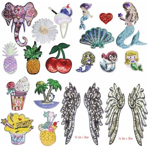 Paillette Sequins Fabric Embroidered Patch Cap Clothes Sticker Bag Sew Iron On Applique DIY Apparel Sewing Clothing Accessories