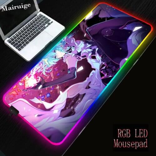 Mairuige RGB LED Large Mouse Pad Lock Edge Cartoon Sexy Girl Anime Laptop PC Table Mat Rubber Non-slip Universal for Gaming L XL