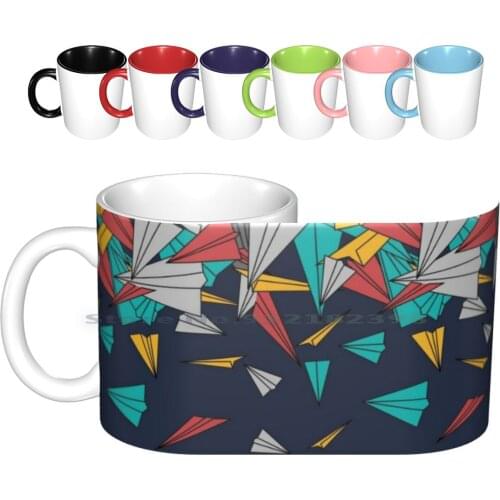 Flying Paper Planes Ceramic Mugs Coffee Cups Milk Tea Mug Paperplane Paper Plane Geometric Floating Graphicdesign Graphic