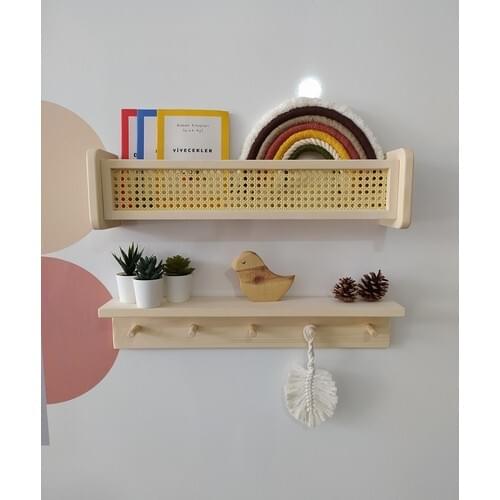 Babyroomstore Hazeranlı Wood Rack & Wood Hanging Rack Dual Rack 60CM