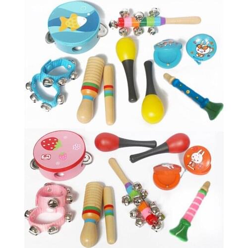 Childrens Musical Instrument Combination Wooden Early Childhood Education Toy Ring Bell Percussion Music Set