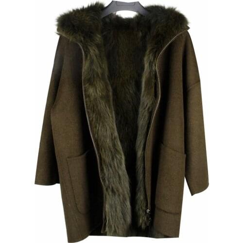 2019 new detachable fox fur liner full wool double-sided fur Parker coat anti-season