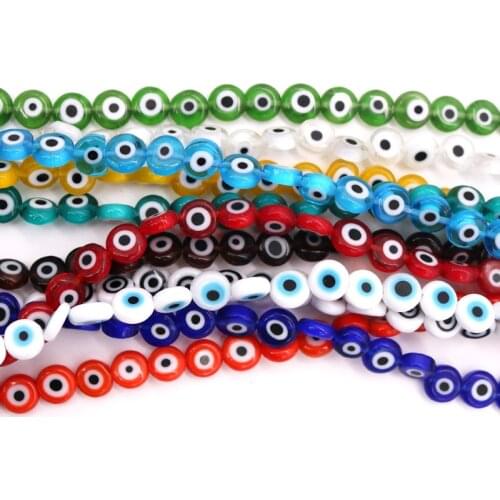 Hot sale Multi-color Evils Eye Lampwork Glass Beads Flat Round Disk Shape Mixed Colors Bead 8mm for Jewelry Making & DIY 470pcs