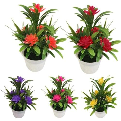 Artificial Fake Lotus Flower Potted Plant Bonsai Wedding Party Garden Home Decor European mini artificial flower plant fake