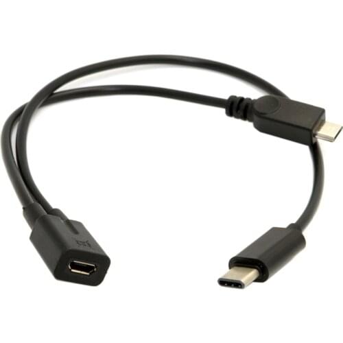 Micro USB Female to USB 3.1 USB-C Type C& Micro USB Male Splitter Extension Charge Y Cable