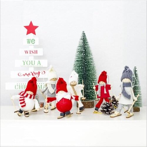 Creative Kawaii Christmas Ski Pendant new year Tree Decoration For Home Xmas Cute Doll Party Decoration Kids Gift