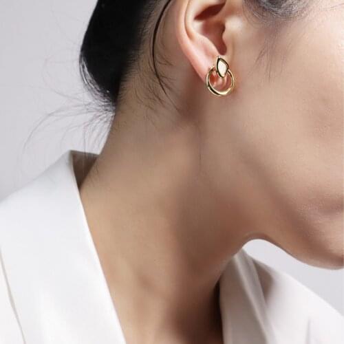 Brass With 18k Gold Geo Natural Shell Drop Earrings Women Jewelry Party T Show Gown Punk Gothic Top Runway Rare Korean Japan