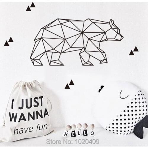 Bear Wall Sticker Design Geometric Animals Vinyl Bear Wall Stickers For Kids Room Geometry Decals Vinyl Wall Art Home Decor F24