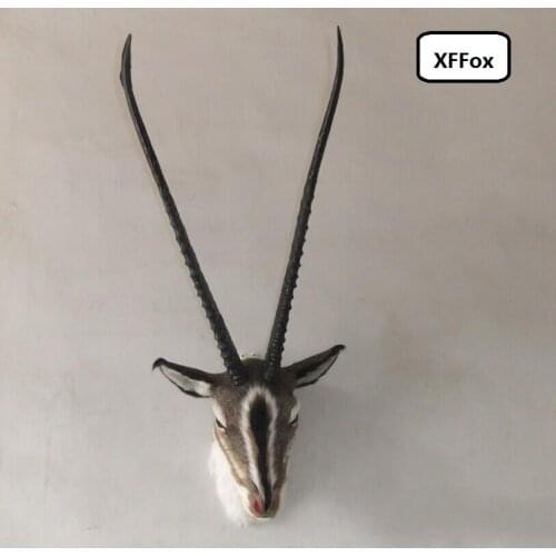 Simulation antelope head horn model polyethylene&furs antelopes head wall pandent doll gift 55x35cm xf958