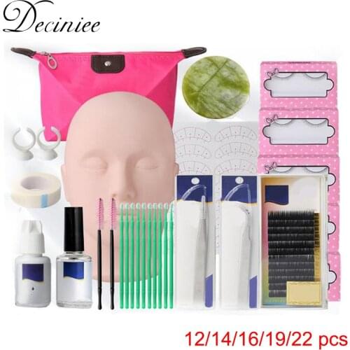 False Eyelashes Extension Practice Exercise Kit Makeup Mannequin Head Set Grafting Eyelash Tools Kit Practice Eye Lashes Graft