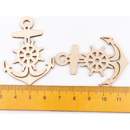 Natural Anchor Pattern Wooden Scrapbooking Art Collection Craft For Handmade Accessory Sewing Home 36x49mm 20pcs MT0873-FD