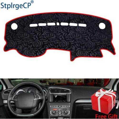Latest Rose Pattern Non-slip Car Dashboard Cover Dash Mat Pad DashMat ANti-UV Car Sticker for Citroen C4L 2013-2018 Car Styling