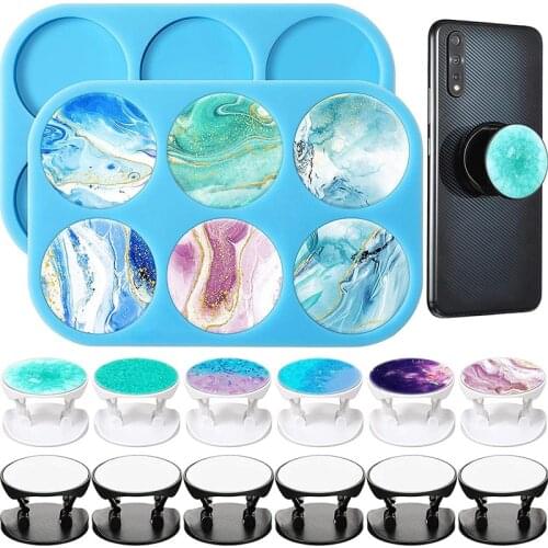 New Diy Crystal Epoxy Resin Round Airbag Mobile Phone Holder Silicone Mold Creative Jewelry Accessory Model