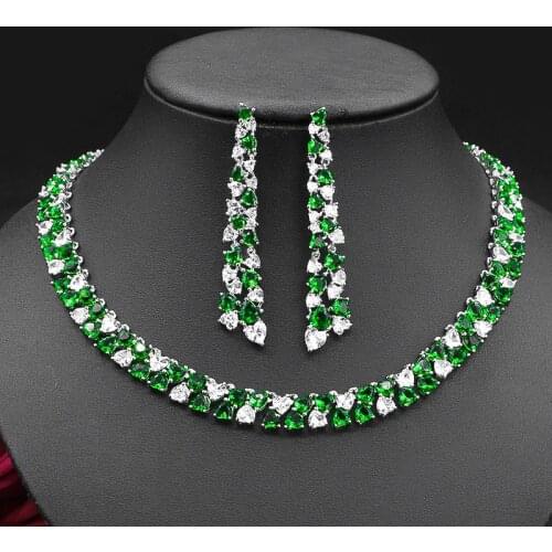 New Geometric Newly Jewelry Set Luxury Sparkling CZ Geometric Design Wedding Earring Necklace Jewelry Sets Bijoux Femme Ensemble