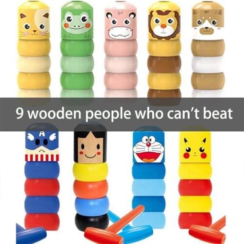 New Immovable Tumbler Magic Stubborn Wood Man Toy Funny Unbreakable Toy Magic Tricks Close-up Stage Magic Toys