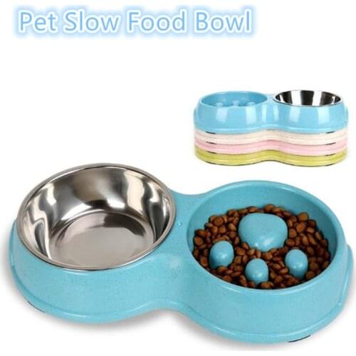 New Portable Pet Dog Feeding Food Bowls Eating Feeder Dish Bowl Prevent Obesity Dogs Supplies Puppy Slow Down Stainless Steel