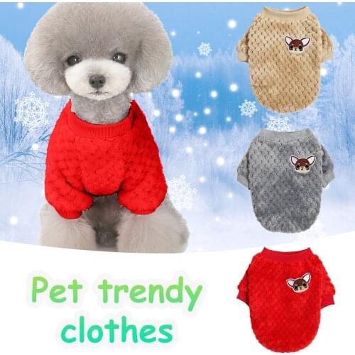 Autumn Winter Warm Pet Clothes For Small Dogs Coat Sweater Solid Cartoon Print Sweater Pets Puppy Sweater Clothing For Chihuahua