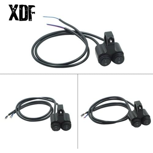 Motorcycle Handlebar Switch 2 Control Buttons in 1 7/8'' 22mm Bar Refit Switches For High/Low Beam Headlight Fog Spot Light