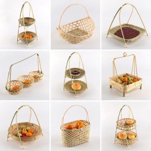 Bamboo Woven Products Storage Baskets Woven Basket Serving Tray Party Organizer Kitchen Storage Food Containers Chinese Gifts