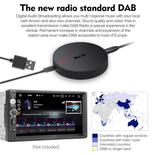 DAB+ Box Radio Tuner Receiver Digital Audio Broadcasting Receiver 3M Amplified Antenna for Car Radio Above Android 5.1