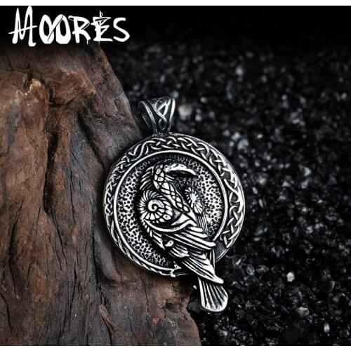Nordic Talisman Viking Crow Pendant Black Bird Crow Pendant necklace 316 stainless steel jewelry