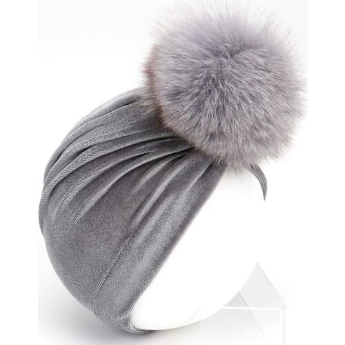 Winter Baby Hats Fur Children Kids Beanies Velvet Unisex Pompom Muslim Indian Hats Toddler Ear Warmer Headwear for Newborn